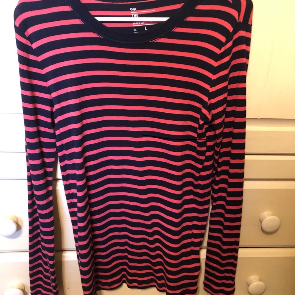 Orange and navy striped tee